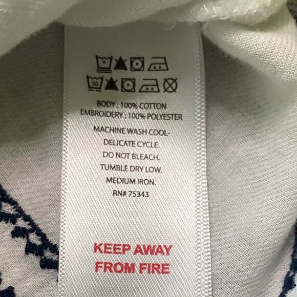 Rachel Zoe White and Navy Embroidered Cotton Kaftan Swim Cover-Up - Picture 10 of 10